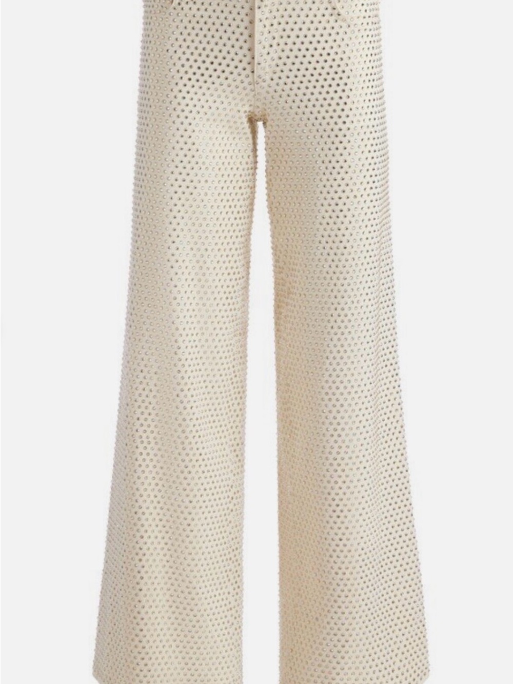 Alice + Olivia Cream Eyelet Wide-Leg Knit Pants